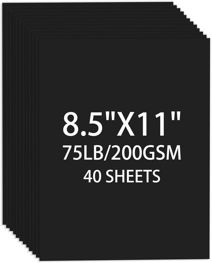 Zwaar Zwart Karton 8,5 x 11 Inch (A4-formaat) - 40 Vellen 200 g/m