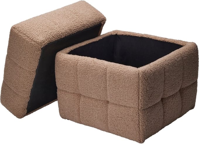 Home & Styling Teddy Opbergpoef - 38x38x38cm - Bruin