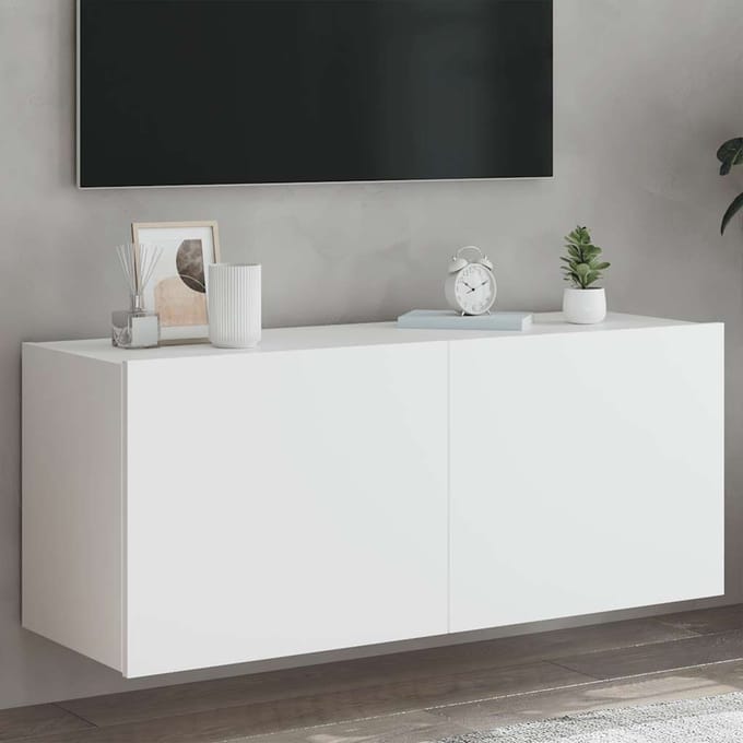 vidaXL - Tv-wandmeubel - met - LED-verlichting - 100x35x41 - cm - wit
