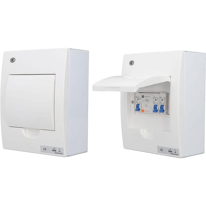 Coffret de distribution intérieur 2 MCB(B6A+B32A) RCD(63A 1P+N) Interrupteur bidirectionnel pour garage, style britannique, 230 V