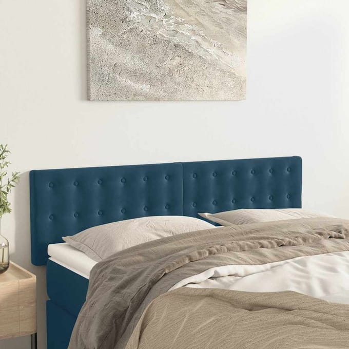 vidaXL - Hoofdborden - 144x5x78/88 - cm - fluweel - donkerblauw
