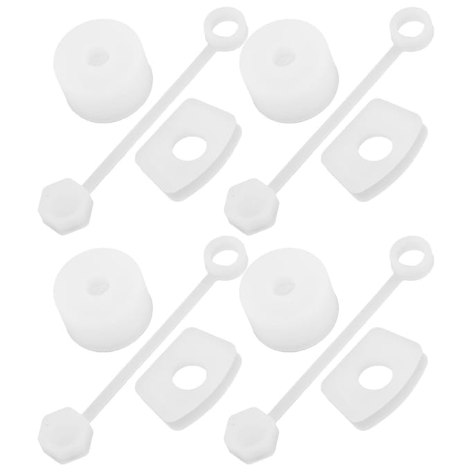 4 Stuks Siliconen Morsbestendige Stopper Set Tumbler Accessoires Inclusief Rietdeksel Vierkant Lek transparant witte kleur