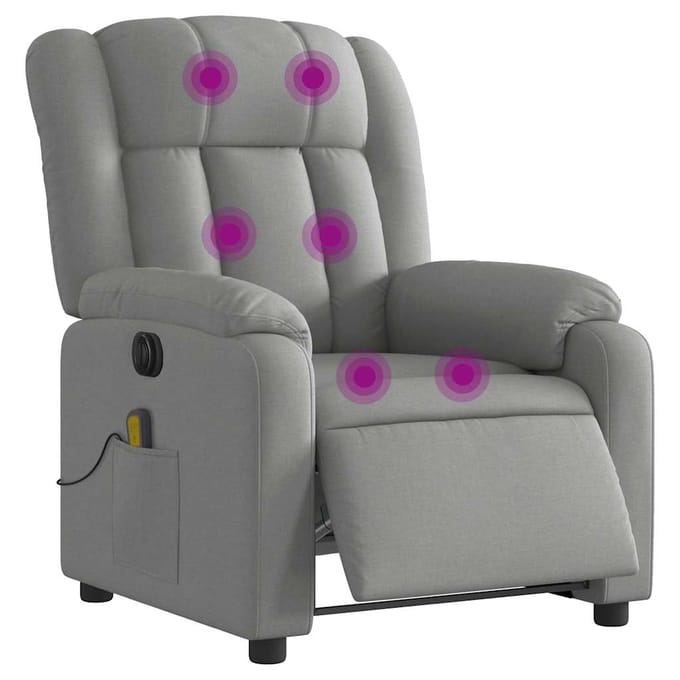 vidaXL - Massagestoel - elektrisch - verstelbaar - stof - lichtgrijs