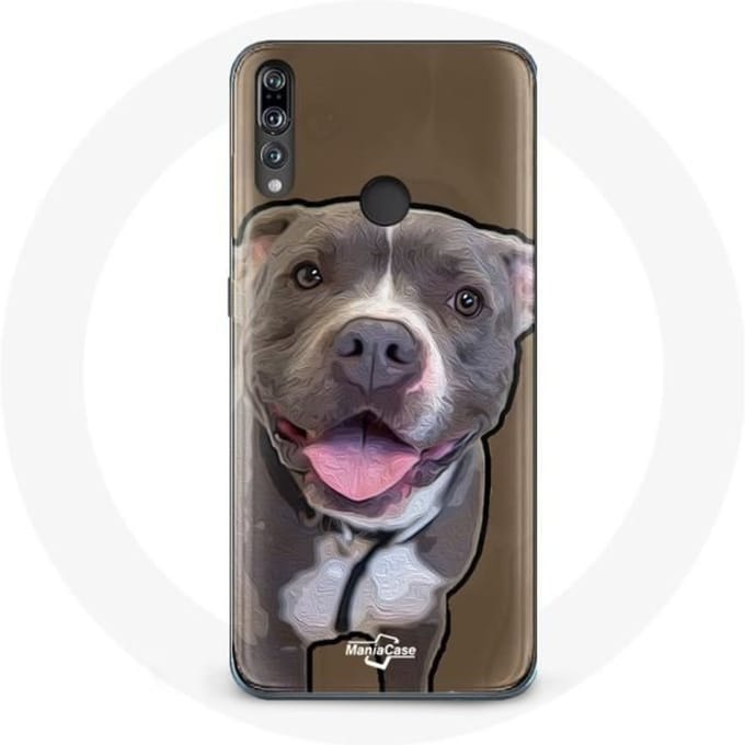 Coque pour Huawei p30 lite Chien Pitbull Blanc gris