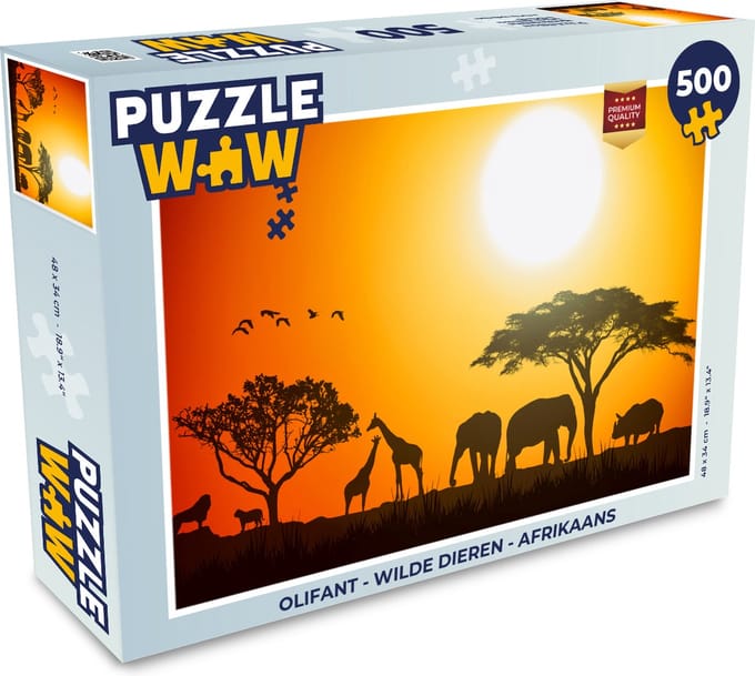 Puzzel Olifant - Wilde dieren - Afrikaans - Legpuzzel - Puzzel 500 stukjes
