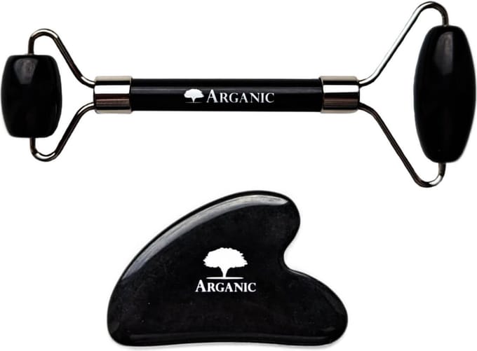 Gua Sha Schraper & Gezichtsroller - Obsidiaan - Arganic