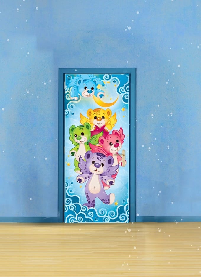 Deursticker Muursticker Beerties | Blauw | 91x211cm