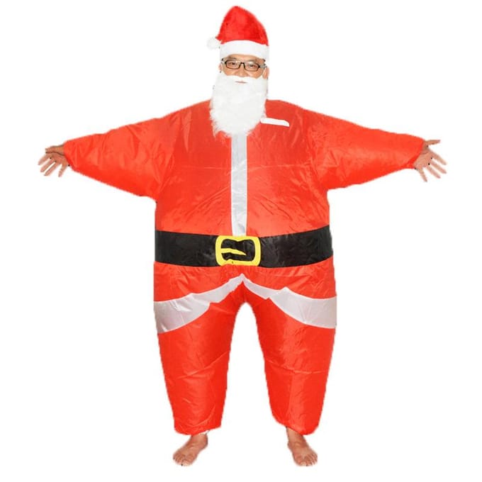 Opblaasbaar Kerstman Kostuum, Volwassen 150-190cm rood