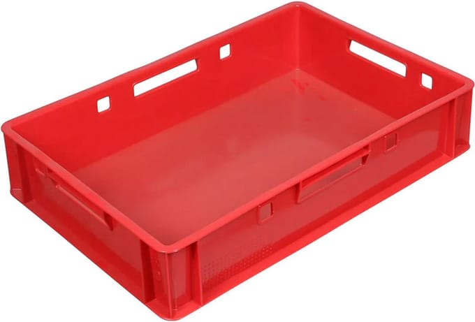 Vleeskrat E1 600x400x125 mm 25 liter rood - Euronorm - Open handgreep