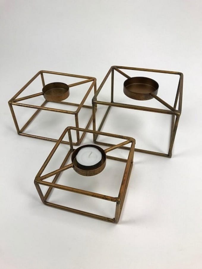 Set 3x Waxine theelichthouders serie Blue Gold
