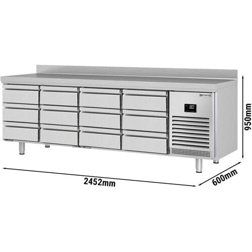 GGM Gastro Kühltisch Premium PLUS - 2452x600mm - mit 12 Schubladen 1/3 - mit Aufkantung