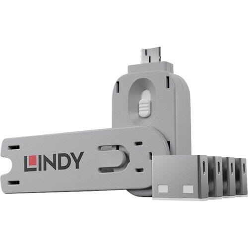 LINDY USB Port Lock + Key USB-A-poortslot Set van 4 stuks Wit Sleutelslot Incl. 1 sleutel