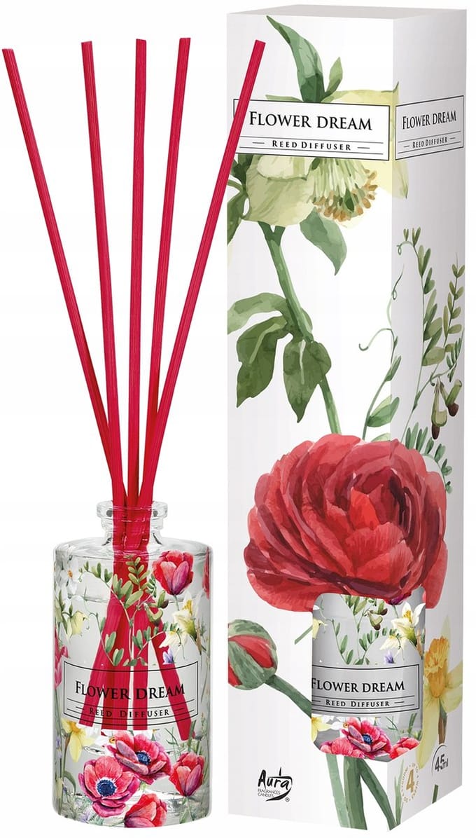 Floral Dream geurverspreider met rode stokjes - 45 ml