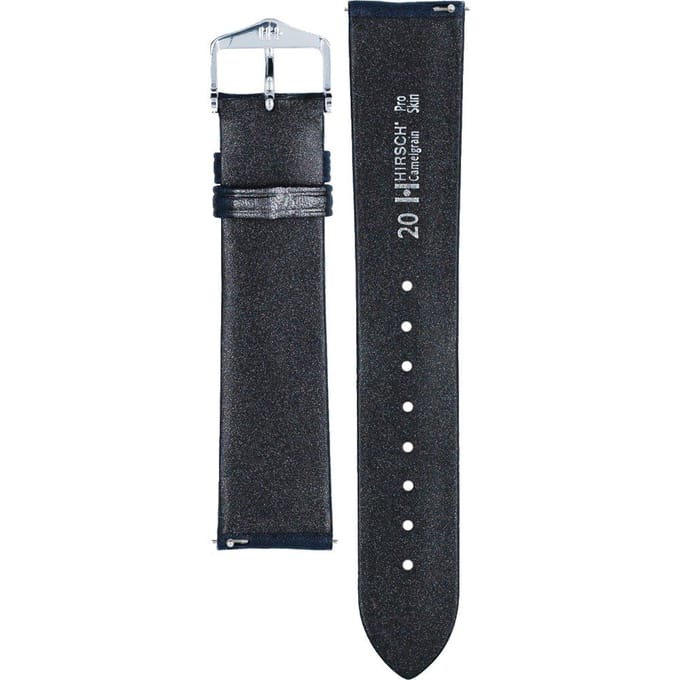 Hirsh Horlogeband Camelgrain Blauw - Leer - 20mm