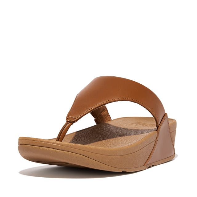 FitFlop Lulu Lederen Teenslipper BRUIN - Maat 43