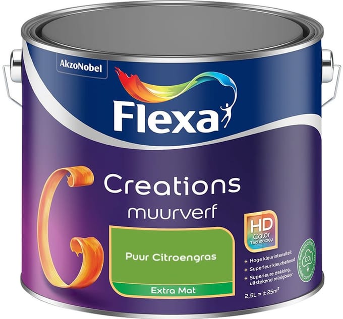 Flexa - Creations Muurverf Extra Mat - Puur Citroengras - Mengverf - 2,5 L