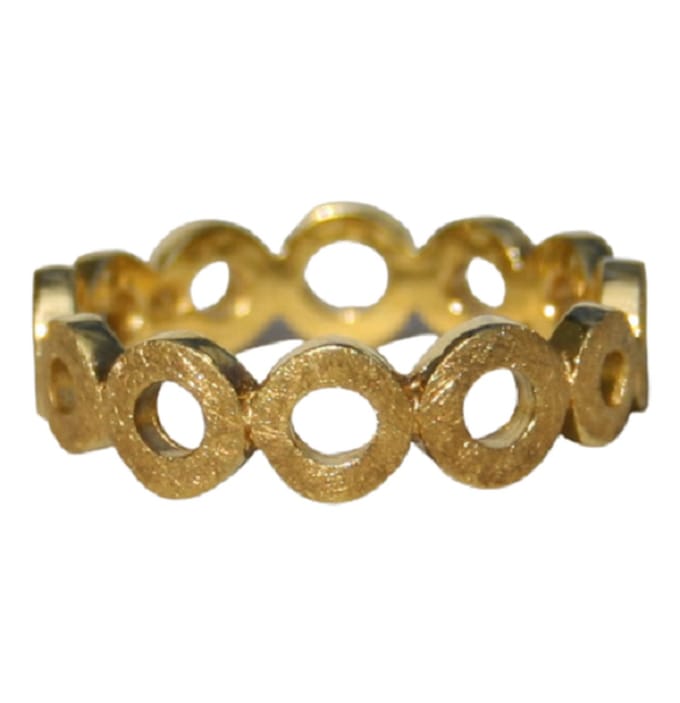 Schitterende 14K Vergulde Zilveren Ring Donut (maat 56)