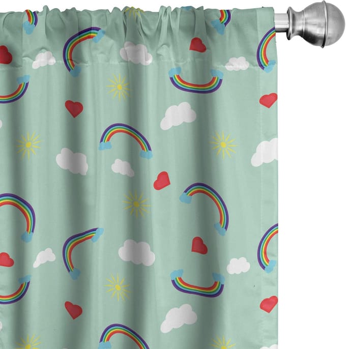 ABAKUHAUS Vorhänge – Regenbogen-Wolken – 2x75x245 cm – Mint Green Multicolor