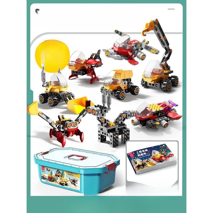 Blocs de construction scientifiques et éducatifs à grosses particules assemblés avec une ingénierie mécanique en constante évolution Jouets éducatifs pour enfants 34*25cm black