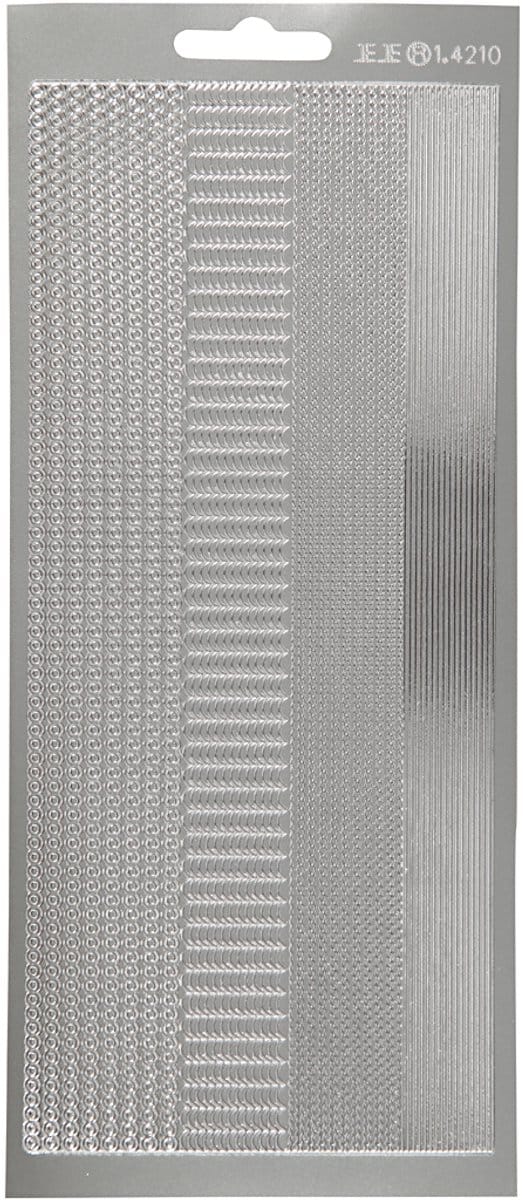 Stickers, randen, vel 10x23 cm, zilver, 1 vel