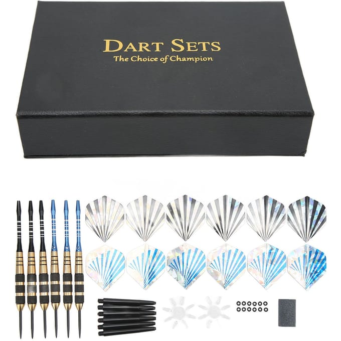 6 Stuks Darts Professionele Exquise Roestvrijstalen Punt Darts Set met Opbergdoos voor Beginners black