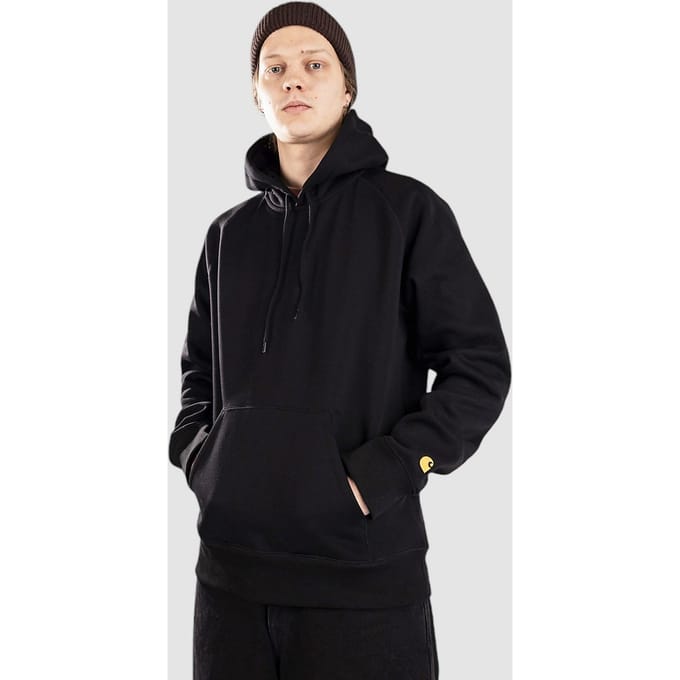 Hoodie met kangoeroezak en labelstitching