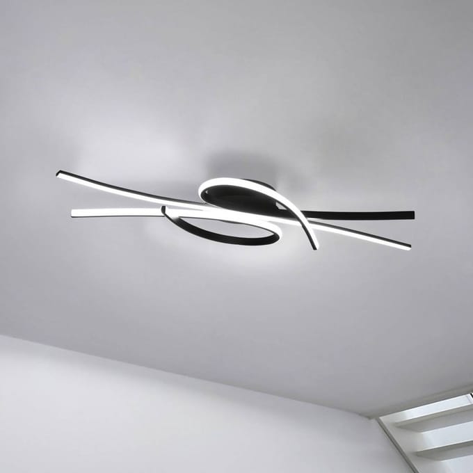 FISCHER & HONSEL LED plafondlamp Biba, zwart, lengte 100 cm, metaal, CCT