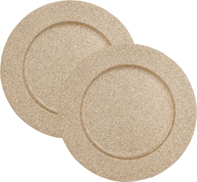 Feeric Diner/kerstdiner onderborden - 2x st - goud - glitter - kunststof - D33 x H1,6 cm