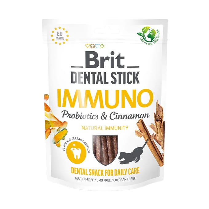 251g (7st) Brit Dental Stick Immuno met probiotica & kaneel hondensnacks