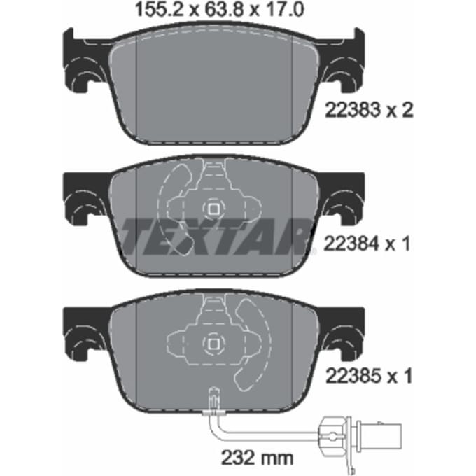 Remblokset TEXTAR 2238301, voor