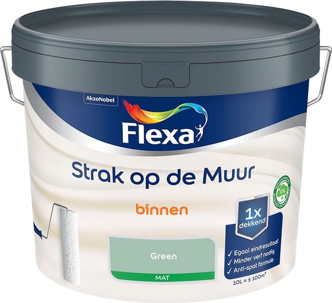 Flexa - Strak Op De Muur Binnen Mat - Green - Mengverf - 10 L