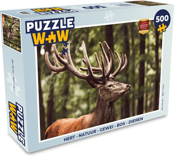 Puzzel Hert - Natuur - Gewei - Bos - Dieren - Legpuzzel - Puzzel 500 stukjes