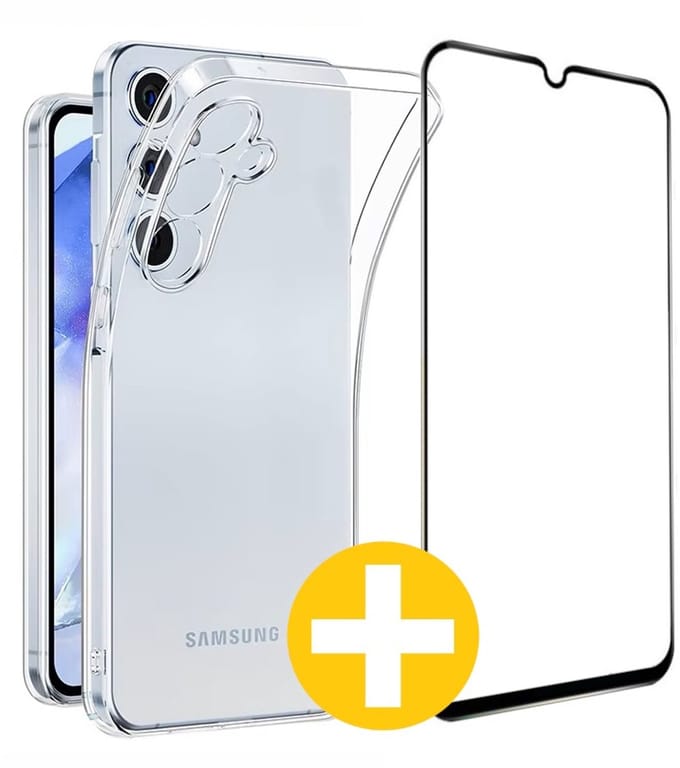 Hoesje en Screenprotector Combi Geschikt Voor Samsung A26 - Transparant Hoesje + Premium Screenprotector