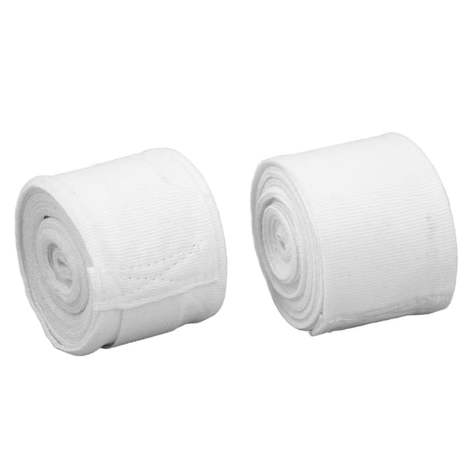 2 stuks boksbandages van katoen, 5 m, snel drogend, semi-elastisch, klittenbandontwerp, sportbandages voor wit