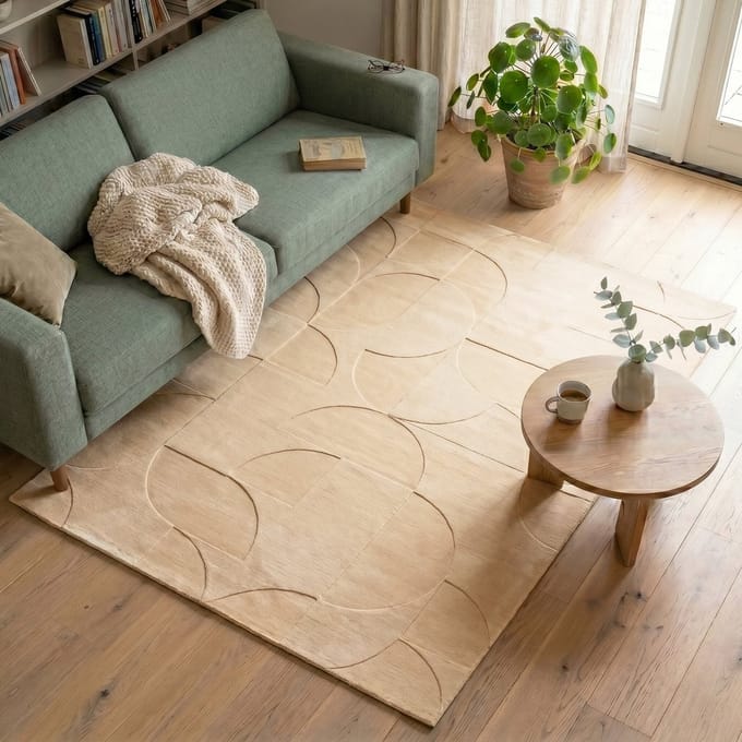Fraai Scandinavisch vloerkleed - Charm Circles Beige - 200x290cm