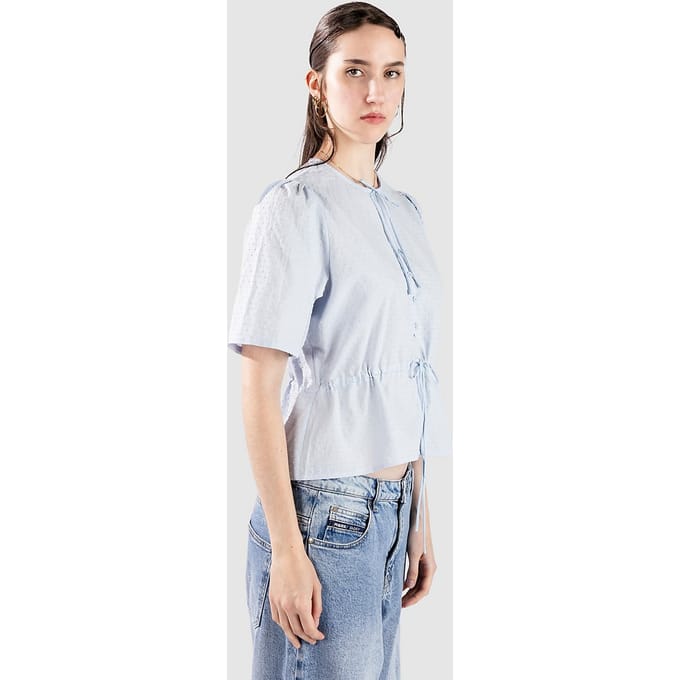 24 Colours 30509B Bow SS Blouse Hemd blauw