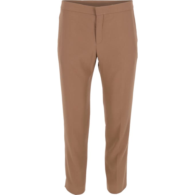 Chloé middelhoge taille rechte broek van bruine wol