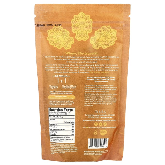 Rasa, Adaptogen Hersteltonic, Gouden Chai, 226 g (8 ons)