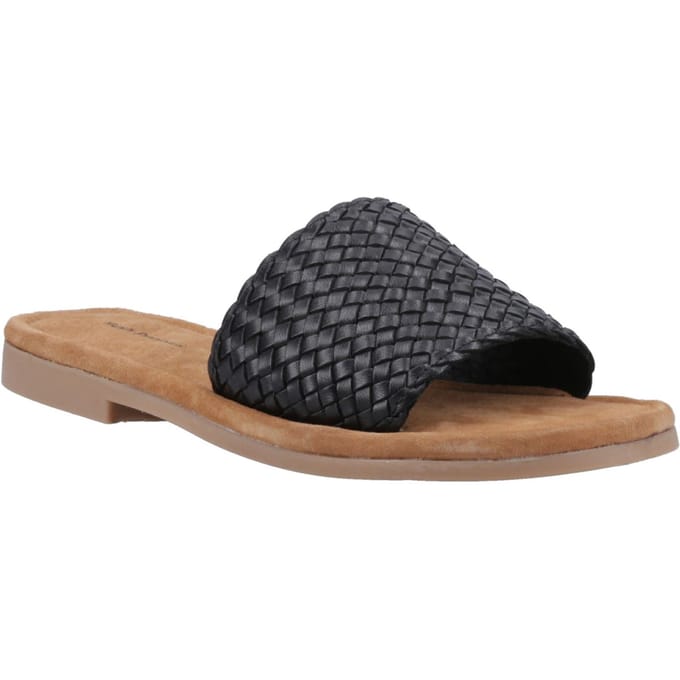 Hush Puppies Hetty Slide Leren Dames Zwarte Sandalen