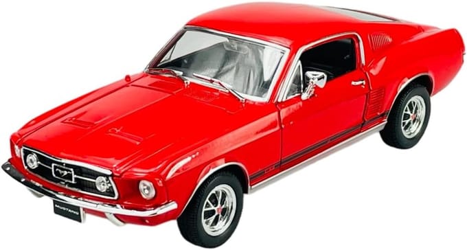 Ford Mustang GT 1967 Coupe Rood 1/24 Metaal Modelauto