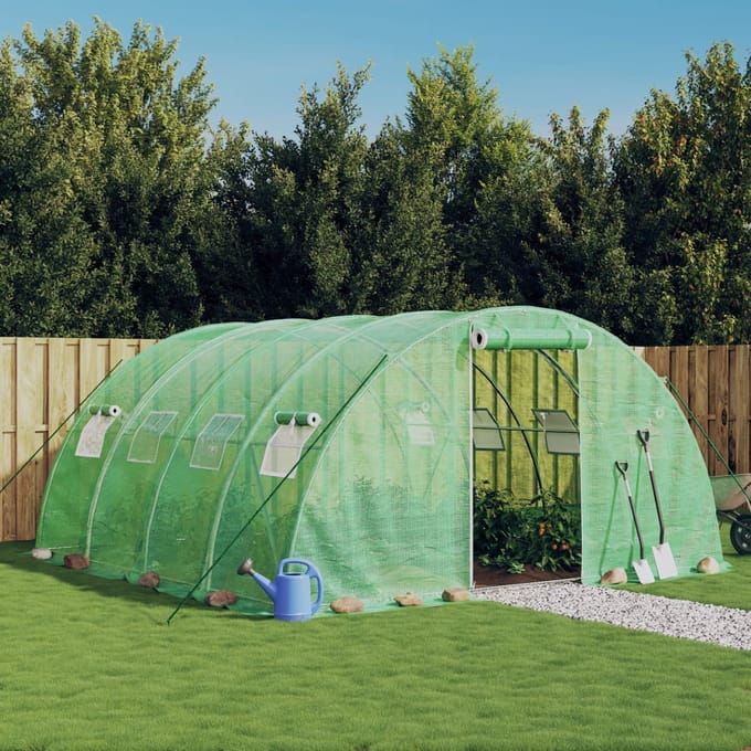 vidaXL - Tuinkas - met - stalen - frame - 16 - m² - 4x4x2 - m - groen