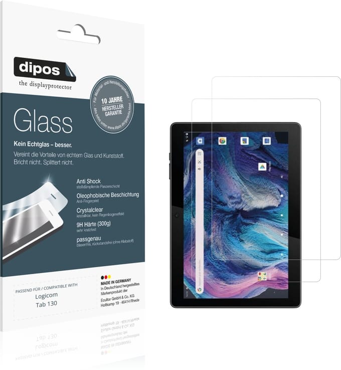 dipos – 2x Pantserfolie geschikt voor Logicom Tab 130 | 9H Screenprotector