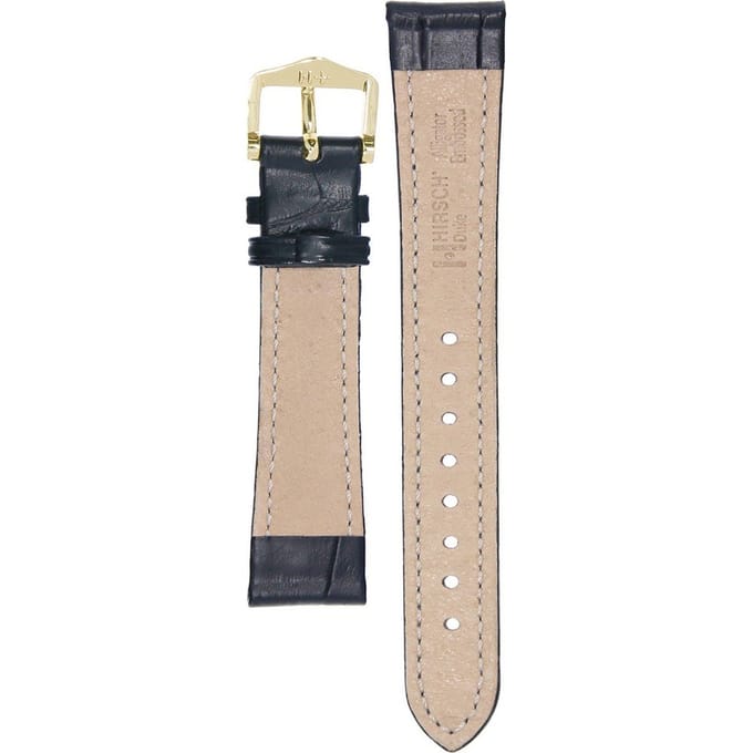 Hirsh Horlogeband Duke Zwart - Leer - 17mm