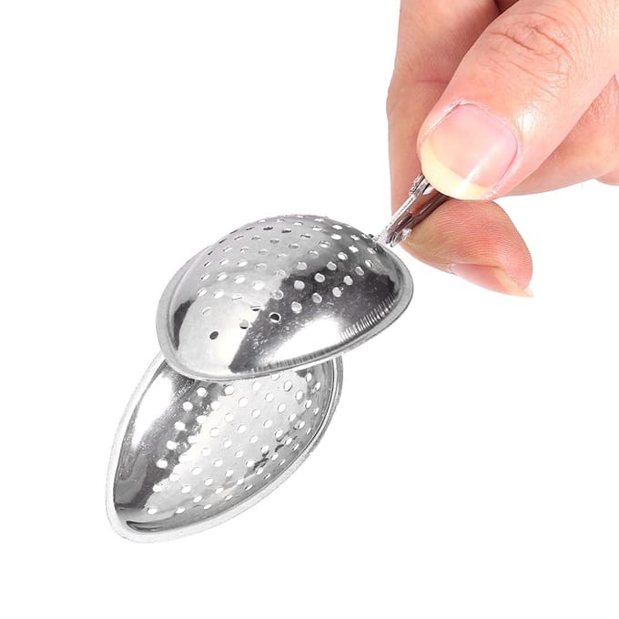 Roestvrijstalen losse thee-infuser, bladzeef, filter, diffuser, kruiden, waterdruppelknijper white