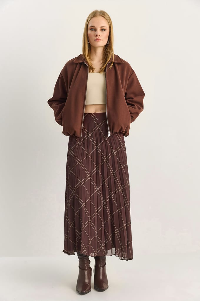 Hoogwaardige Geruite Maxi Rok