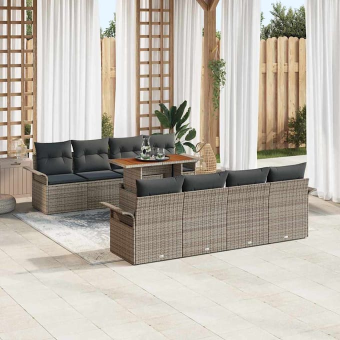 vidaXL - Tuinbank - Set - 7 - st - Grijs - poly - rattan