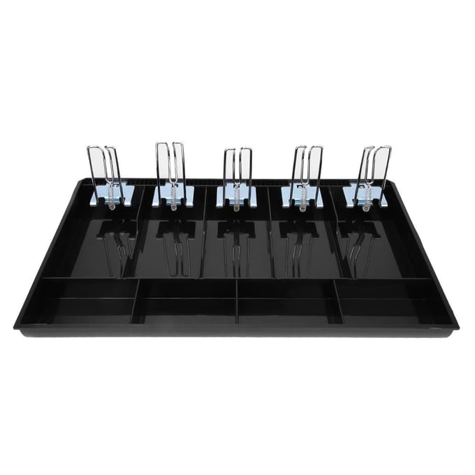 ABS Materiaal Lade met Metalen Clip Kassalade Register Inzetlade Valuta Opbergdoos(Zwart) zwart