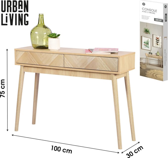 CONSOLE MET 2 LADES PUSH-PULL SYSTEEM 100X30XH75CM