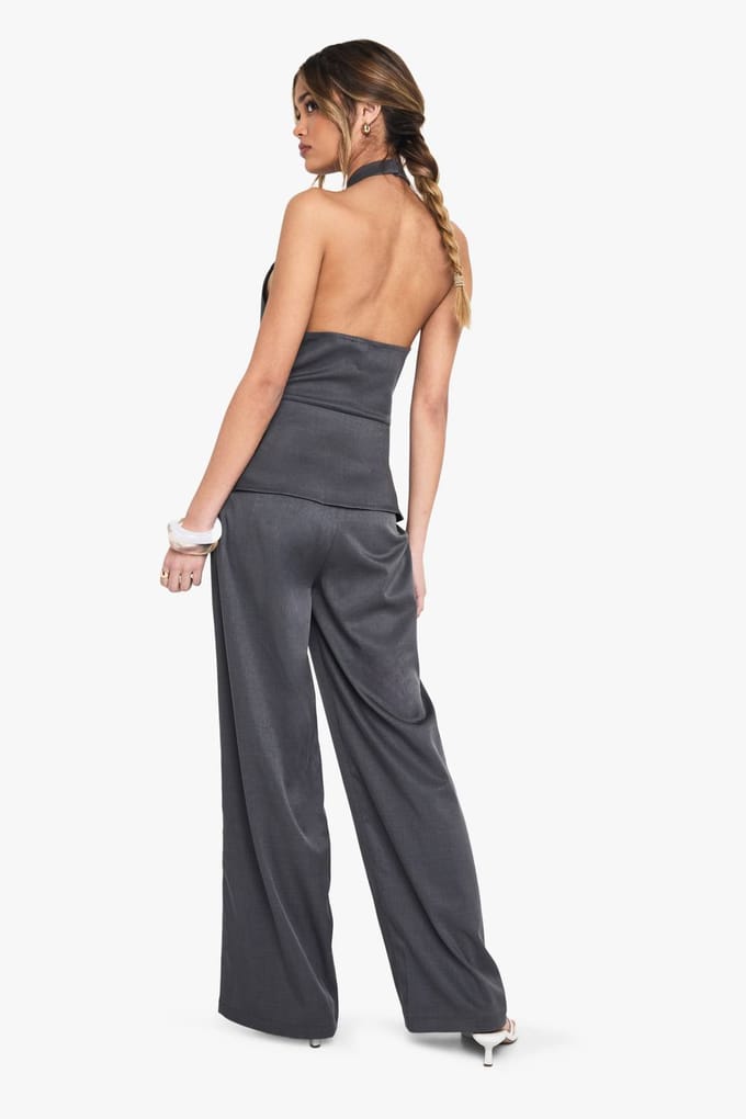 boohoo Dames Tailored High Neck Waistcoat Jumpsuit | Grijs | Maat: 44