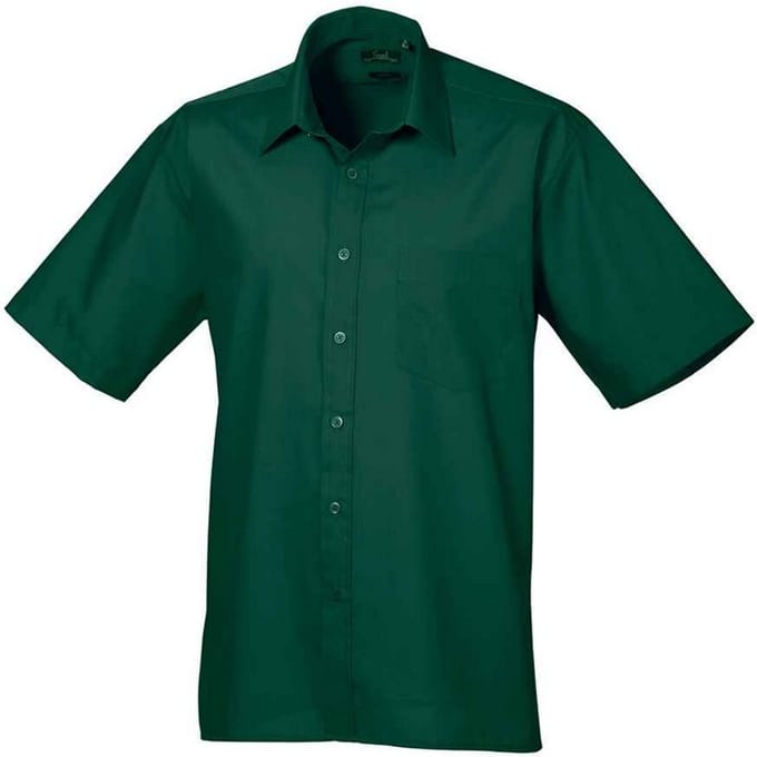 Premier Heren Poplin overhemd met korte mouwen (Fles groen)